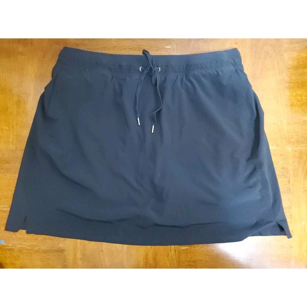 Green Tea Black Skort Shorts Skirt Tie Waist Stretch Athletic Athleisure Sz XXL